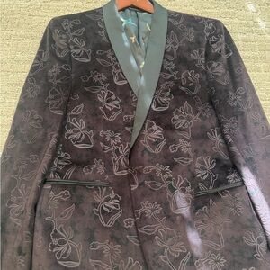 Macy's Black Floral Tuxedo Blazer